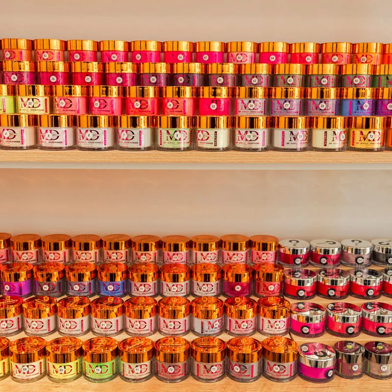 A wall of gel polish colours