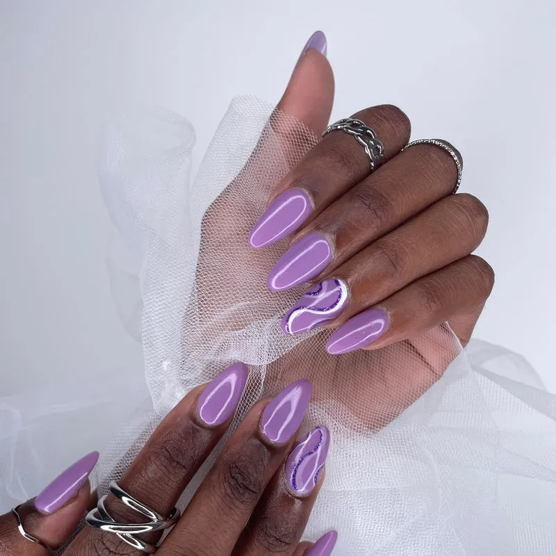 Lilac swirl nails