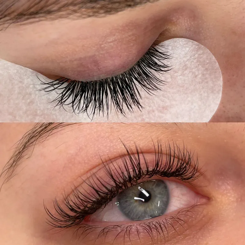 Lash extensions, before and after