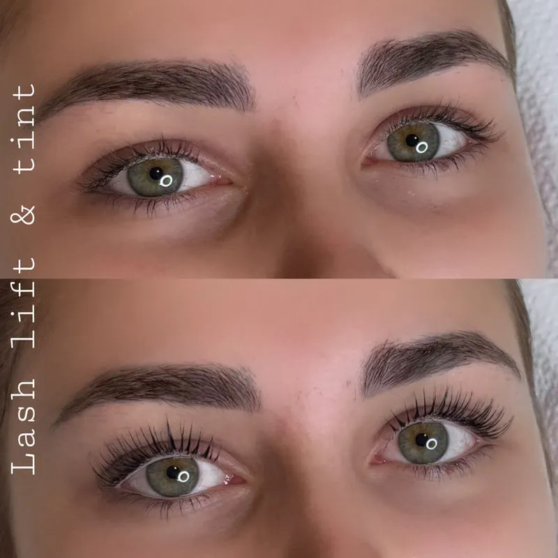 Lash lift and tint, before and after