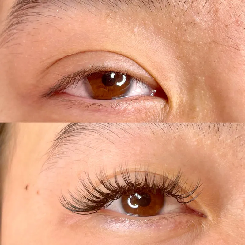 Lash lift, before and after