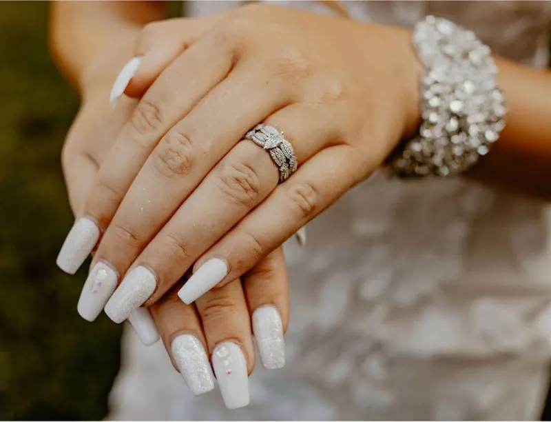 Bridal white nails