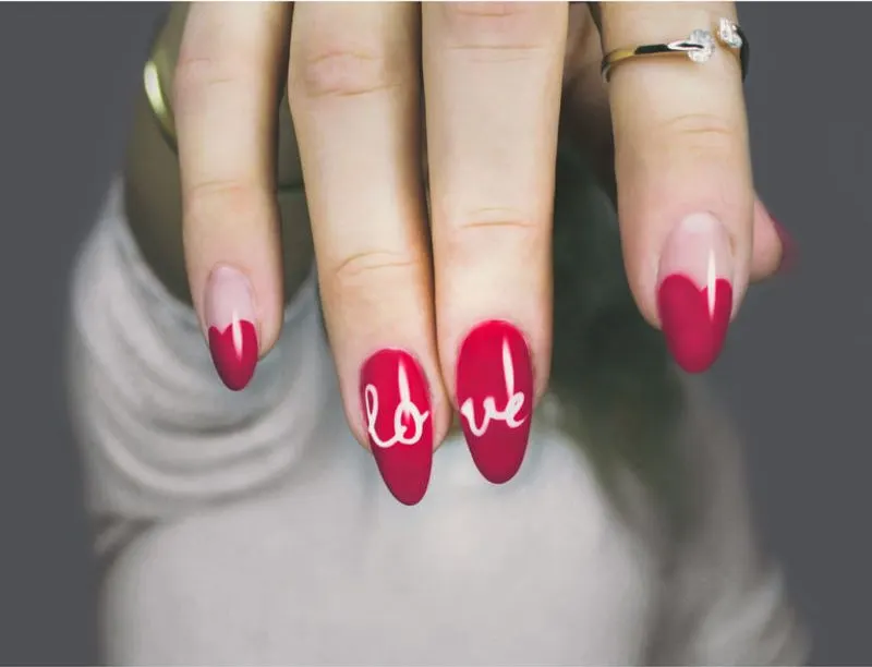 Red heart nail art