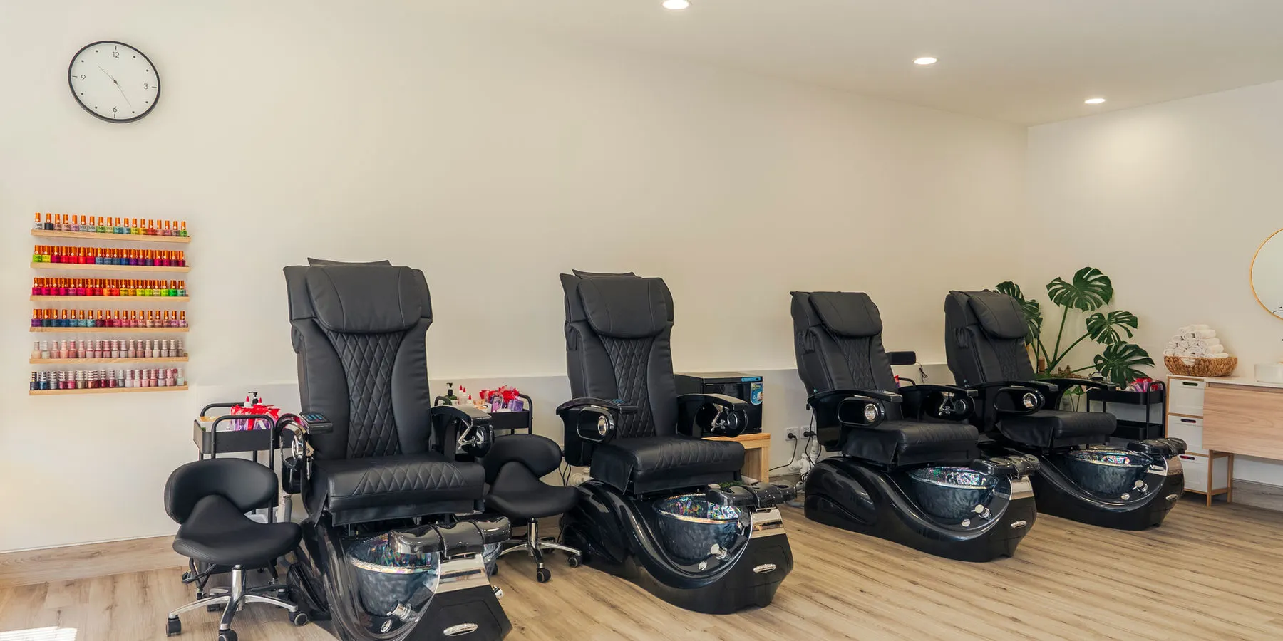 Pedicure spa chairs inside the salon