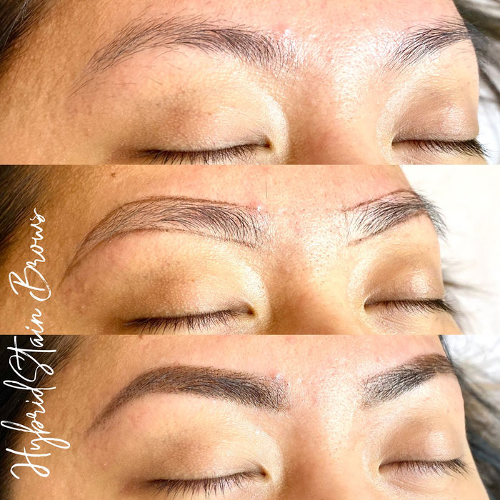 Hybrid stain brows, before and after