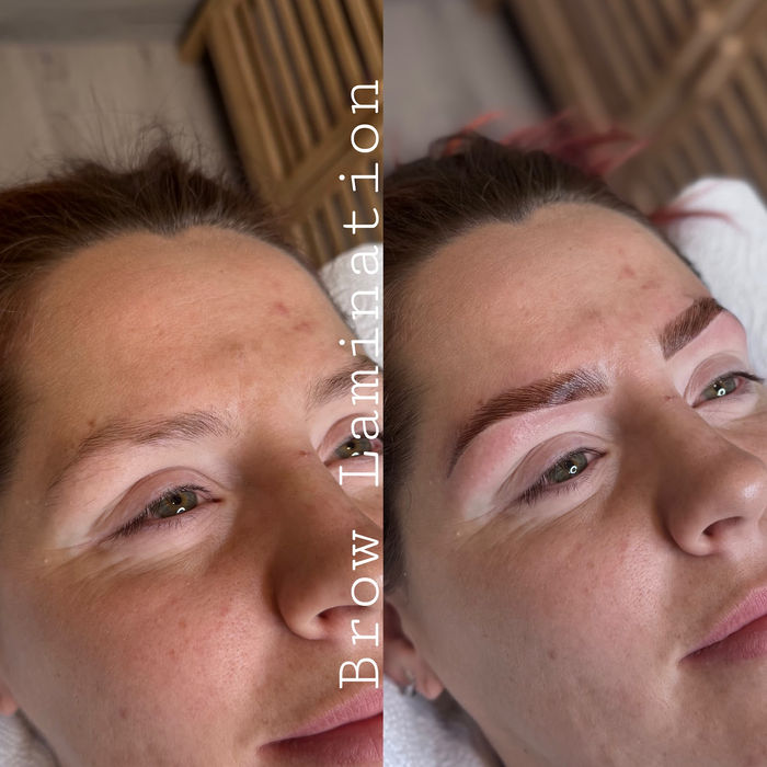 Brow lamination, before and after