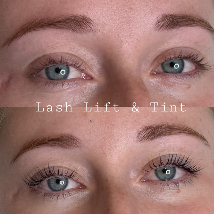Lash lift and tint, before and after