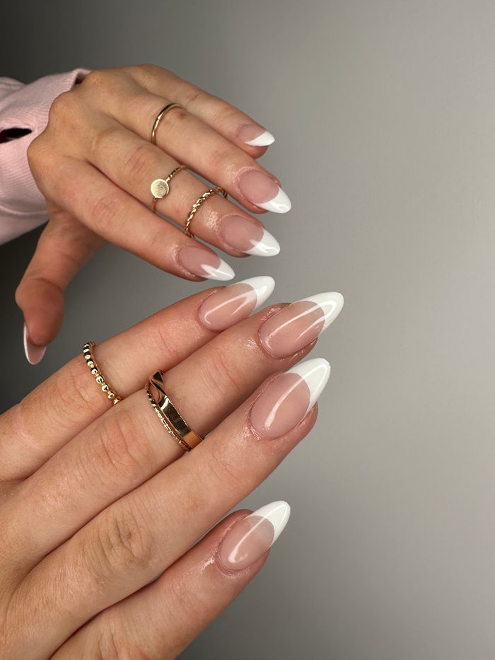 Classic French tip almond nails