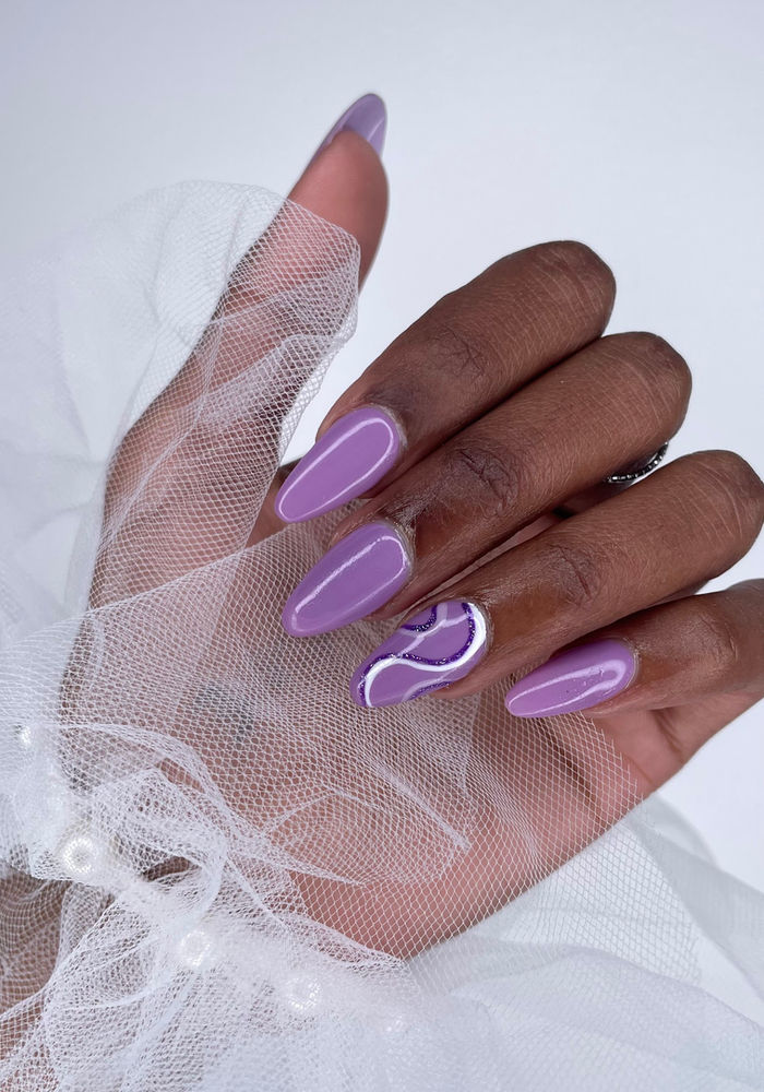 Lilac swirl almond nails